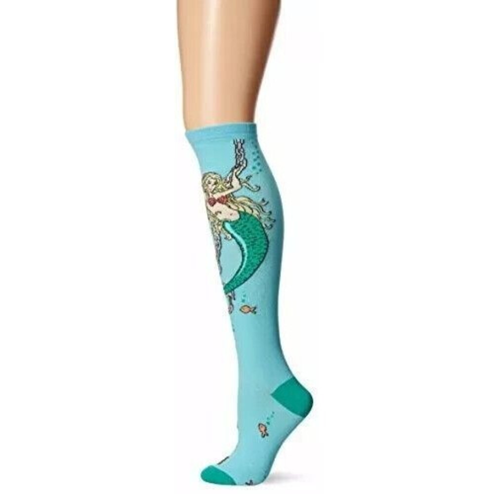 K. Bell Women's Sealife Fun Novelty Knee High Socks, Mermaid (Jewel), Size: 4-10
